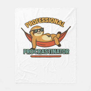 Professional Procrastinator Sloth Retro T-Shirt Cl Fleece Blanket