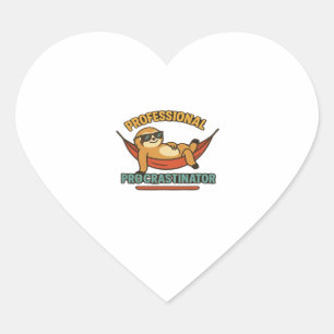 Professional Procrastinator Sloth Retro T-Shirt Cl Heart Sticker