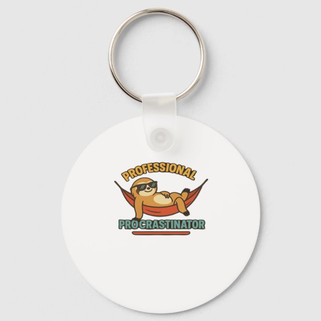 Professional Procrastinator Sloth Retro T-Shirt Cl Key Ring (Front)