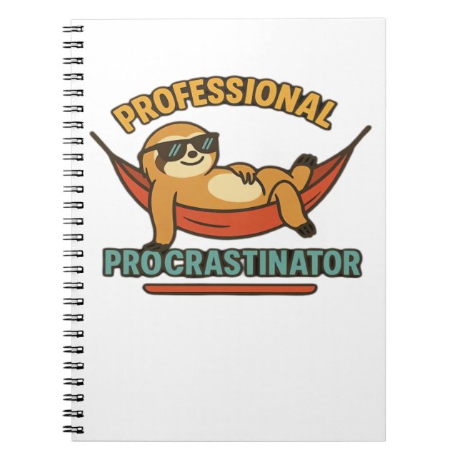 Professional Procrastinator Sloth Retro T-Shirt Cl Notebook (Front)