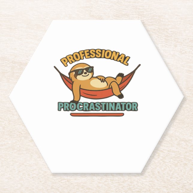 Professional Procrastinator Sloth Retro T-Shirt Cl Paper Coaster (Front)