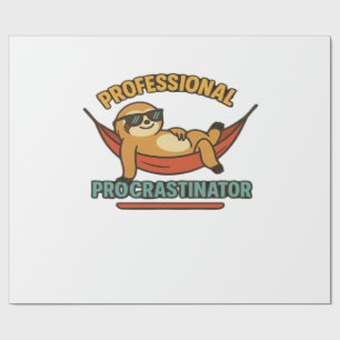 Professional Procrastinator Sloth Retro T-Shirt Cl Wrapping Paper
