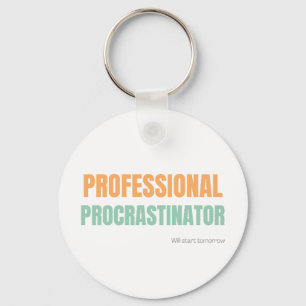 "Professional Procrastinator" Witty Typography Key Ring