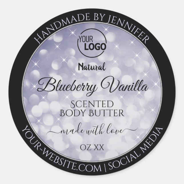Professional Product Label Ocean Blue Glitter Logo (Front)