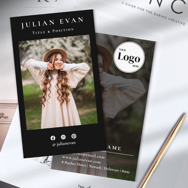 Professional Profile Photo Black Photography Business Card (Creator Uploaded)