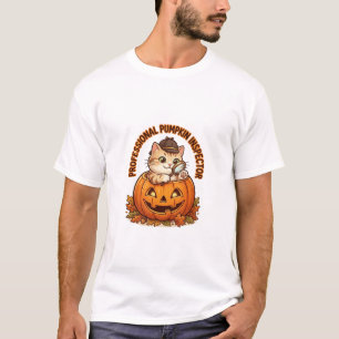 Professional Pumpkin Inspector Funny Cat Halloween T-Shirt