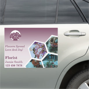Professional Purple Florist Shop Car Magnet