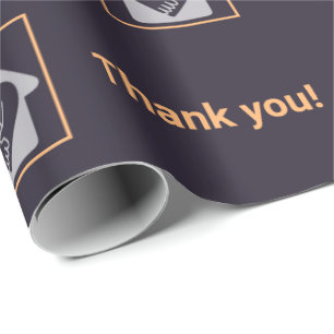 Professional Purple & Orange Custom Logo Thank You Wrapping Paper