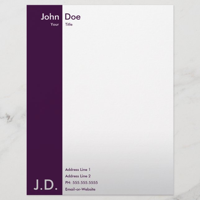 professional purples personalised letterhead (Front)