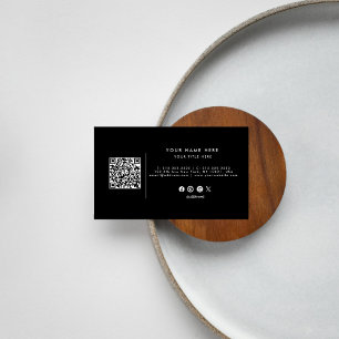 Professional QR Code Black and White Business Card