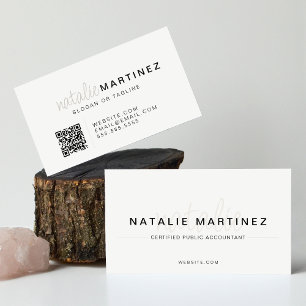 Professional QR Code Elegant Trendy Script Cool Business Card