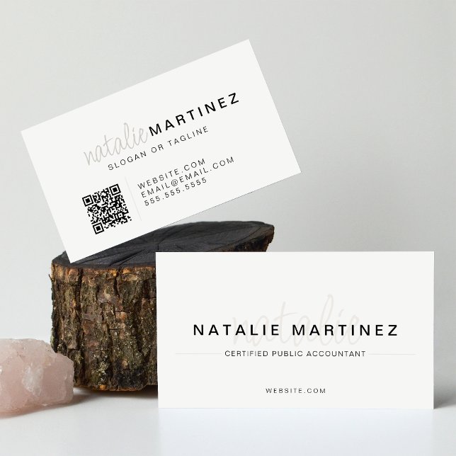 Professional QR Code Elegant Trendy Script Cool Business Card (Creator Uploaded)