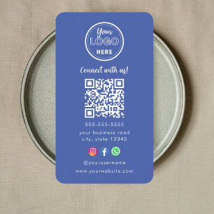 Professional Qr Code Instagram Facebook Logo Blue Business Card