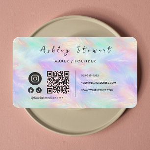 Professional Qr Code Iridescent Opal Stylish Business Card