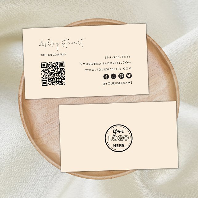 Professional Qr Code Logo Modern Trendy Boho Business Card (Creator Uploaded)