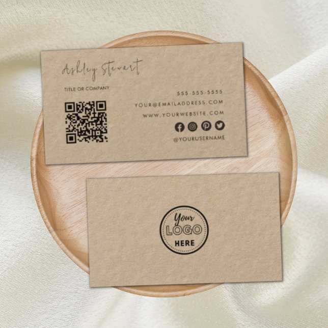 Professional Qr Code Logo Modern Trendy Rustic Business Card (Creator Uploaded)