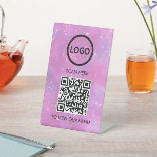 Professional QR Code Menu, Logo Contactless Modern Pedestal Sign