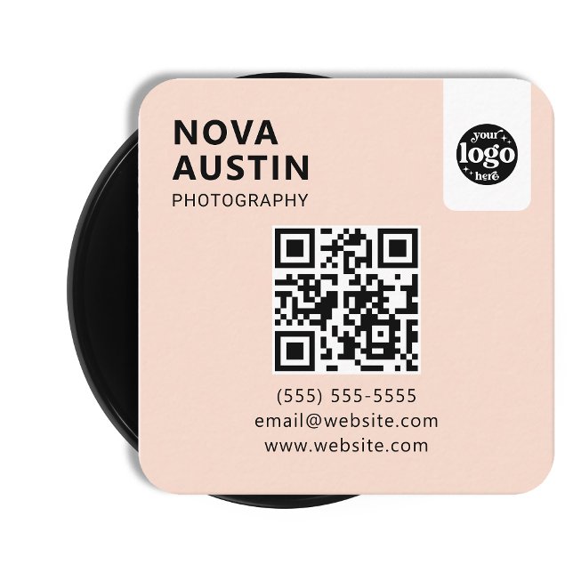 Professional QR Code Minimal Design With Logo Square Business Card (Creator Uploaded)