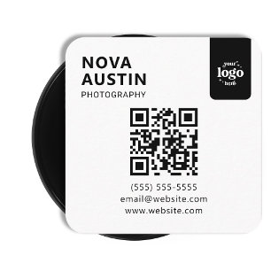 Professional QR Code Minimal Design With Logo Square Business Card