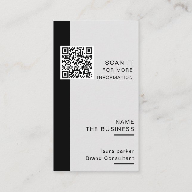 Professional QR Code Minimal Scannable Promotion  Business Card (Front)