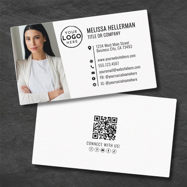 Professional QR Code Photo Your Logo Business Card (Professional Photo QR Code Company Your Logo Business Card)