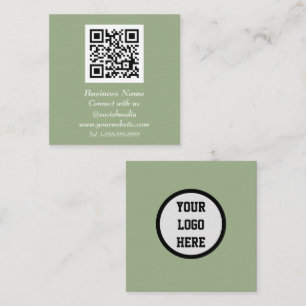 Professional QR Code Scannable Sage Green Modern Square Business Card