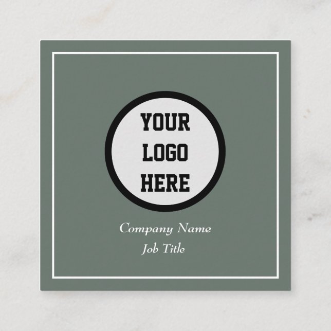 Professional QR Code Scannable Sage Green Square Business Card (Back)