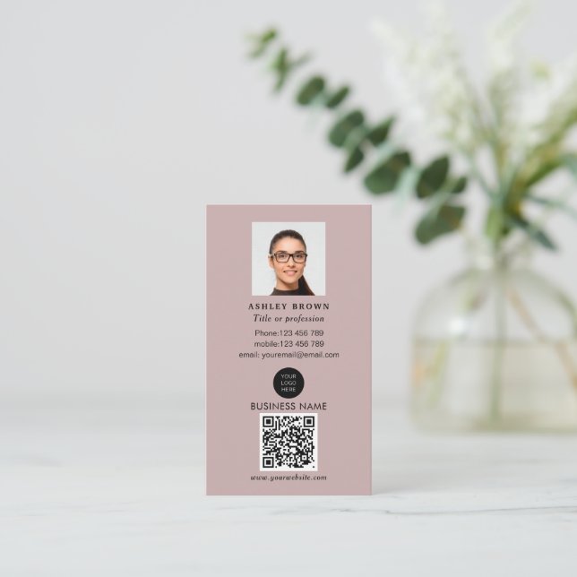 Professional QR code Simple real estate photo Busi Business Card (Standing Front)