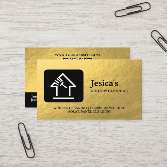 Professional QR Code Washing Power Window Cleaning Business Card (Front/Back In Situ)