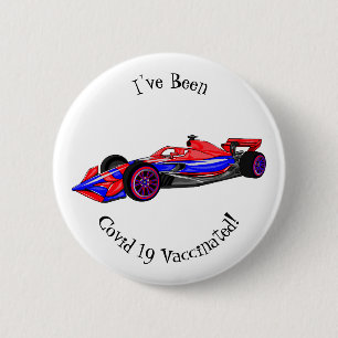 Professional racing car cartoon illustration 6 cm round badge