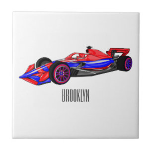 Professional racing car cartoon illustration ceramic tile