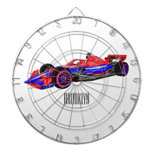 Professional racing car cartoon illustration dartboard