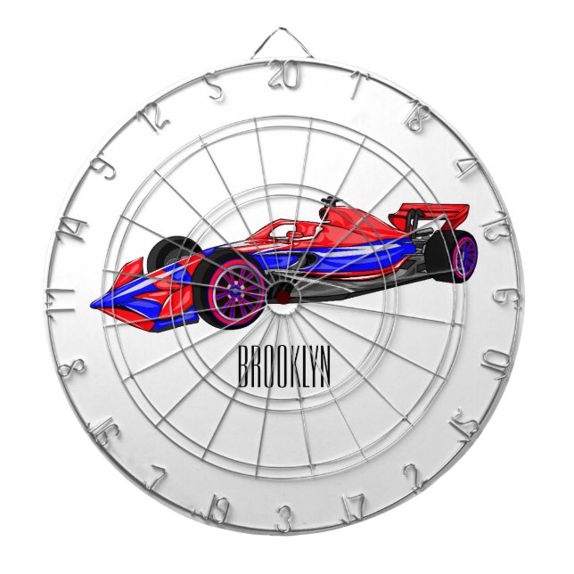 Professional racing car cartoon illustration dartboard (Front)