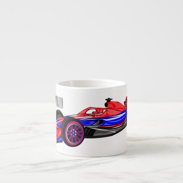 Professional racing car cartoon illustration espresso cup (Front)