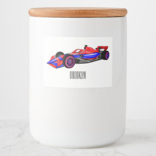 Professional racing car cartoon illustration food label