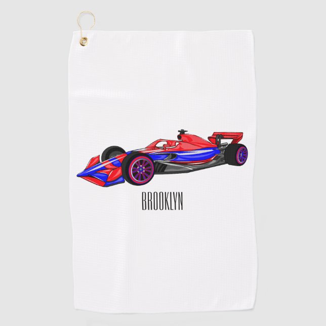 Professional racing car cartoon illustration golf towel (Front)
