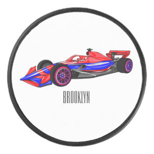 Professional racing car cartoon illustration hockey puck