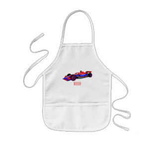 Professional racing car cartoon illustration kids apron
