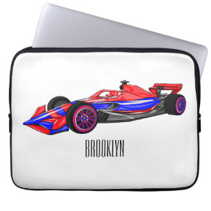 Professional racing car cartoon illustration laptop sleeve
