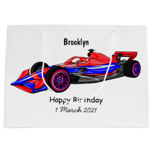 Professional racing car cartoon illustration large gift bag