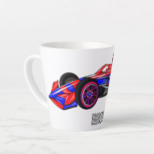 Professional racing car cartoon illustration latte mug