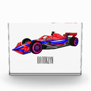Professional racing car cartoon illustration photo block