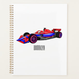 Professional racing car cartoon illustration planner