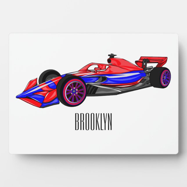 Professional racing car cartoon illustration plaque (Front)