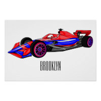 Professional racing car cartoon illustration