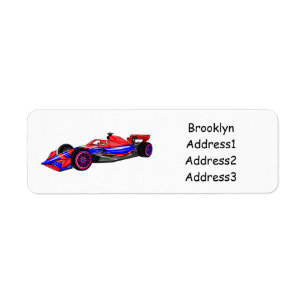 Professional racing car cartoon illustration return address label