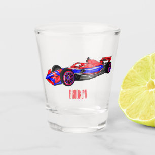 Professional racing car cartoon illustration shot glass