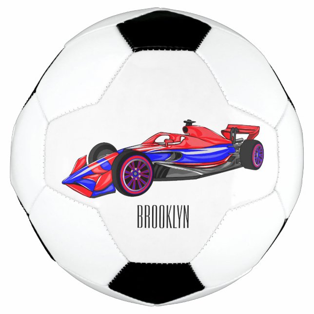 Professional racing car cartoon illustration soccer ball (Front)
