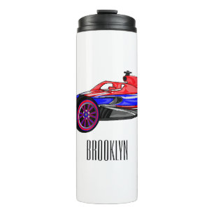 Professional racing car cartoon illustration thermal tumbler
