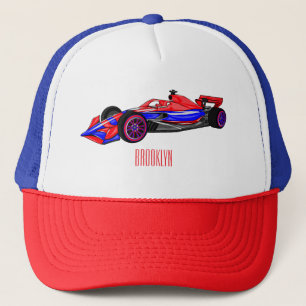 Professional racing car cartoon illustration trucker hat